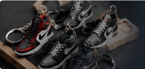 Miniature sneaker keychain sample display